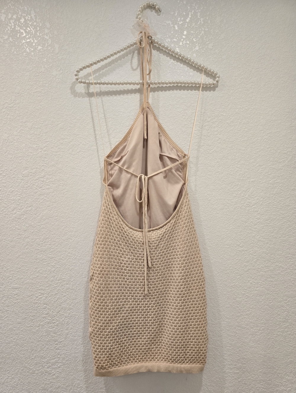Privy Waffle Knit Mini Dress Tan Size M - Picture 2 of 6